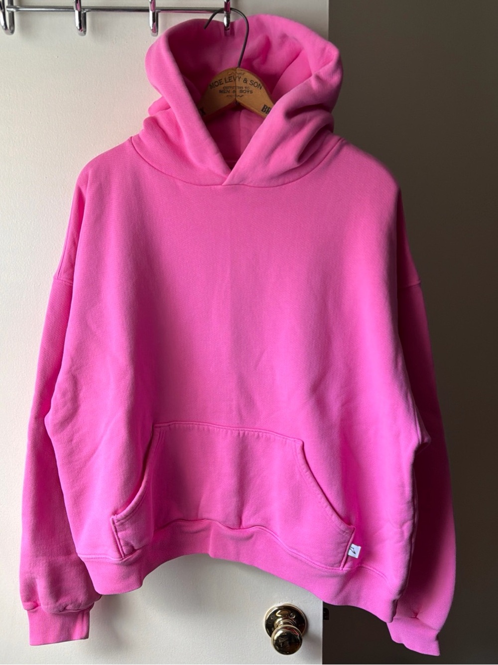 Akimbo Club Hoodie Size M Made In USA Pink Heavyweight Blank Oversized Cropped